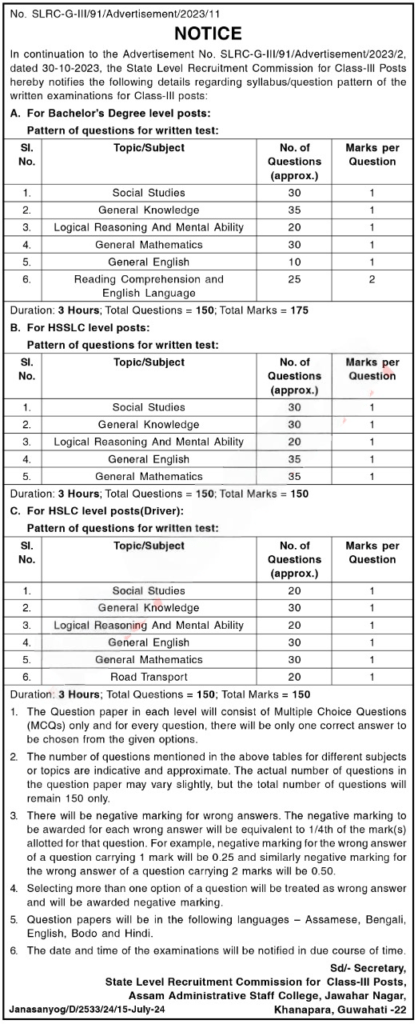 ADRE Syllabus (Grade-III)